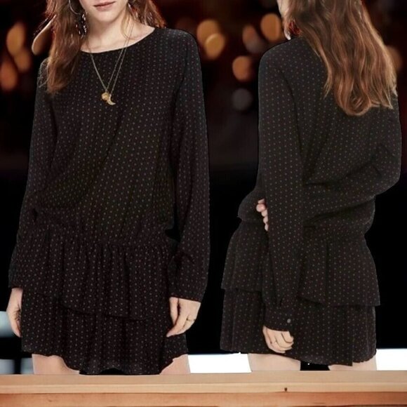 Scotch & Soda Black and Red Novelty Star Print Fit and Flare Dress Size S - Picture 1 of 6